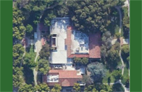 Aerial photograph showing South Pasadena's Library Park